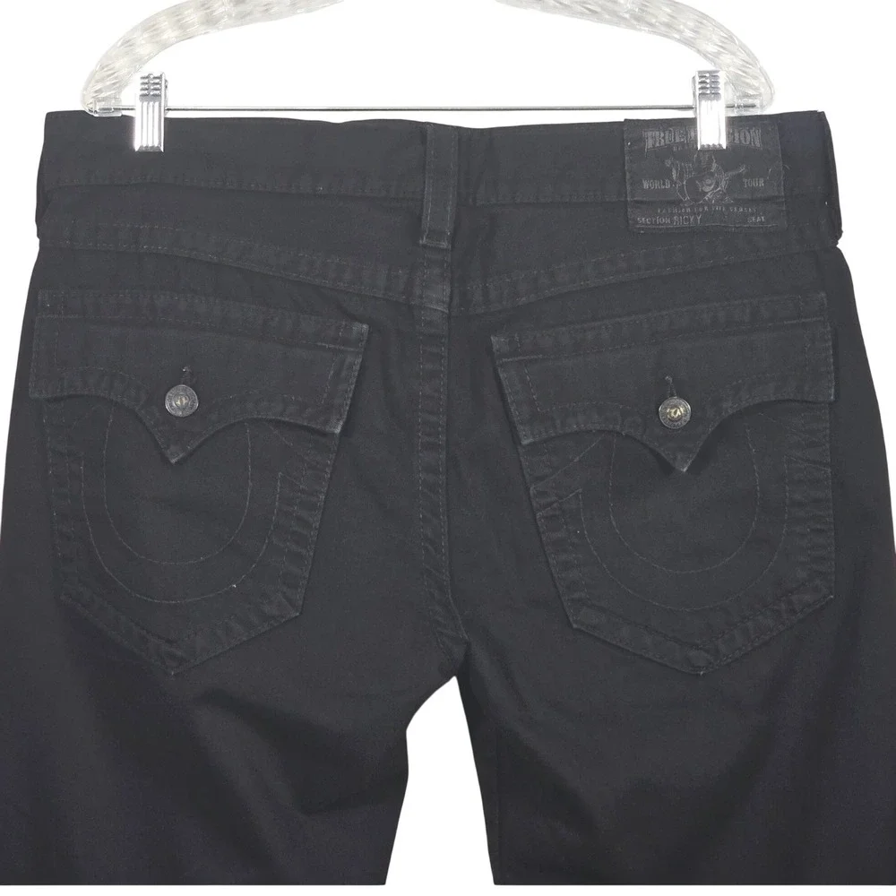 True Religion Ricky Jeans Y2K Mens 36 Black Flap Pocket Made in USA Denim